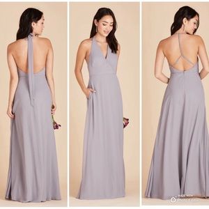 Birdy Grey Silver Moni Convertible Backless Formal Maxi Dress Large NWT